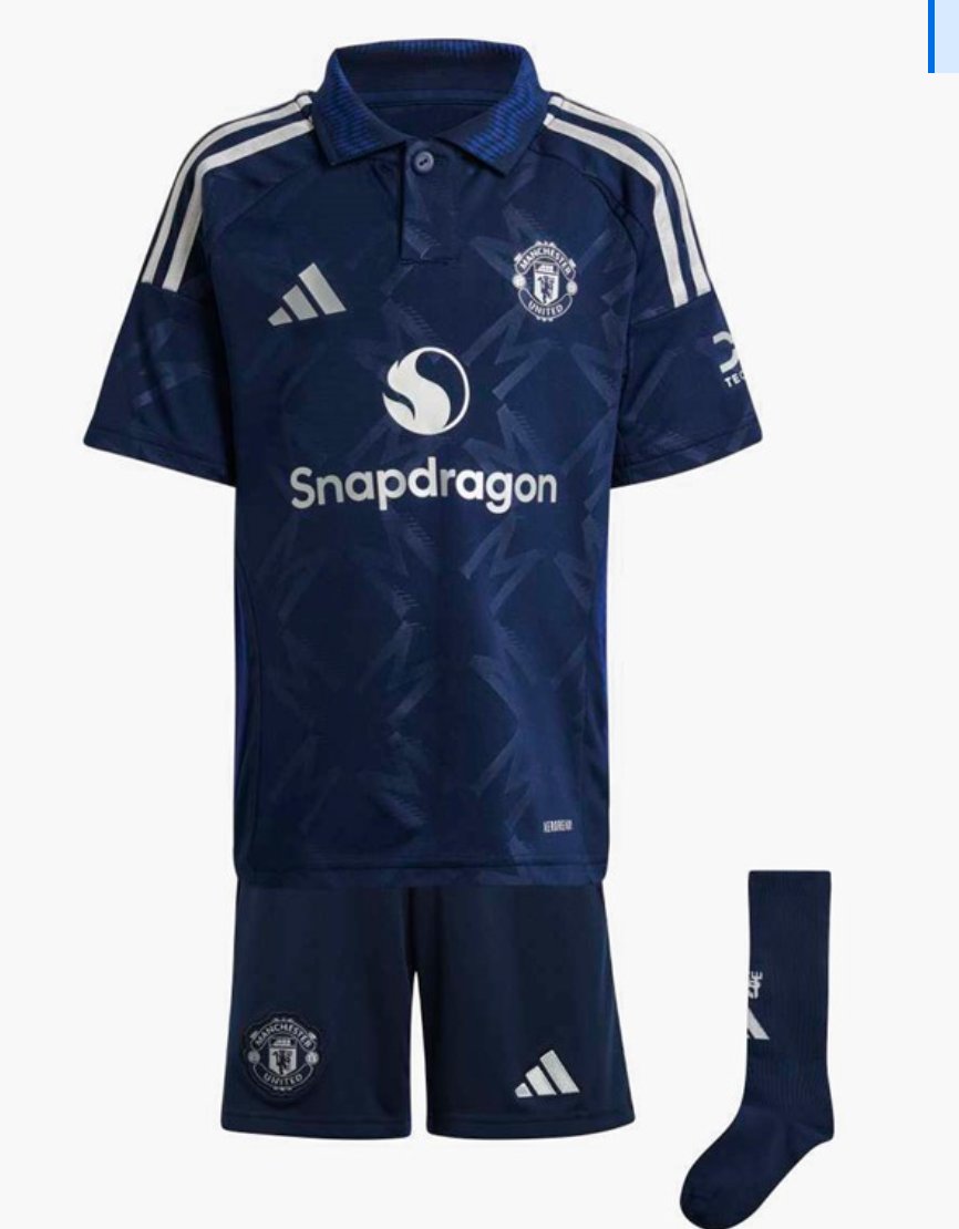 adidas Kids MUFC Manchester United FC 24/25 Away Mini Kit Night Indigo