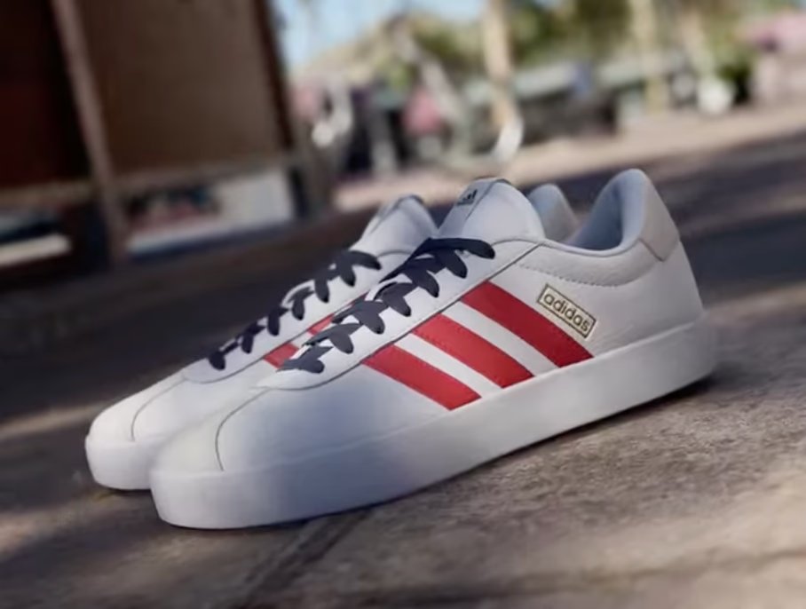Adidas Men’s VL Court 3.0 Shoes (White/Red - Sizes 6.5 - 11.5) - Free Delivery for Members