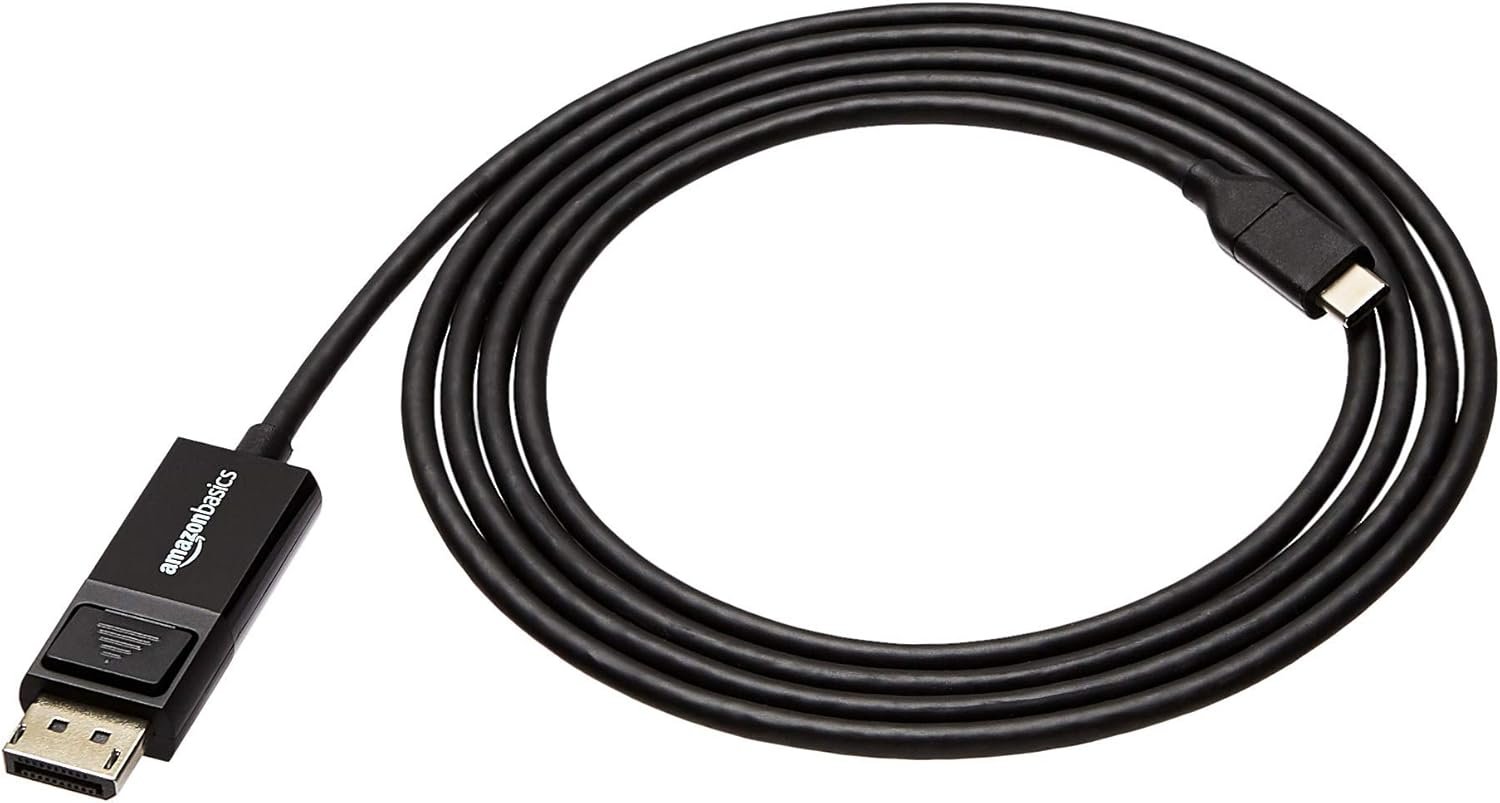 Amazon Basics 1.8M Bi-Directional USB-C to DisplayPort Cable | Black