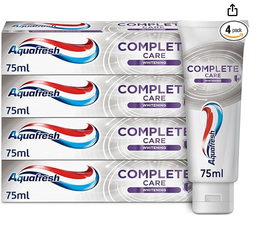 Aquafresh Complete Care Whitening Fluoride Toothpaste (Pack of 4)