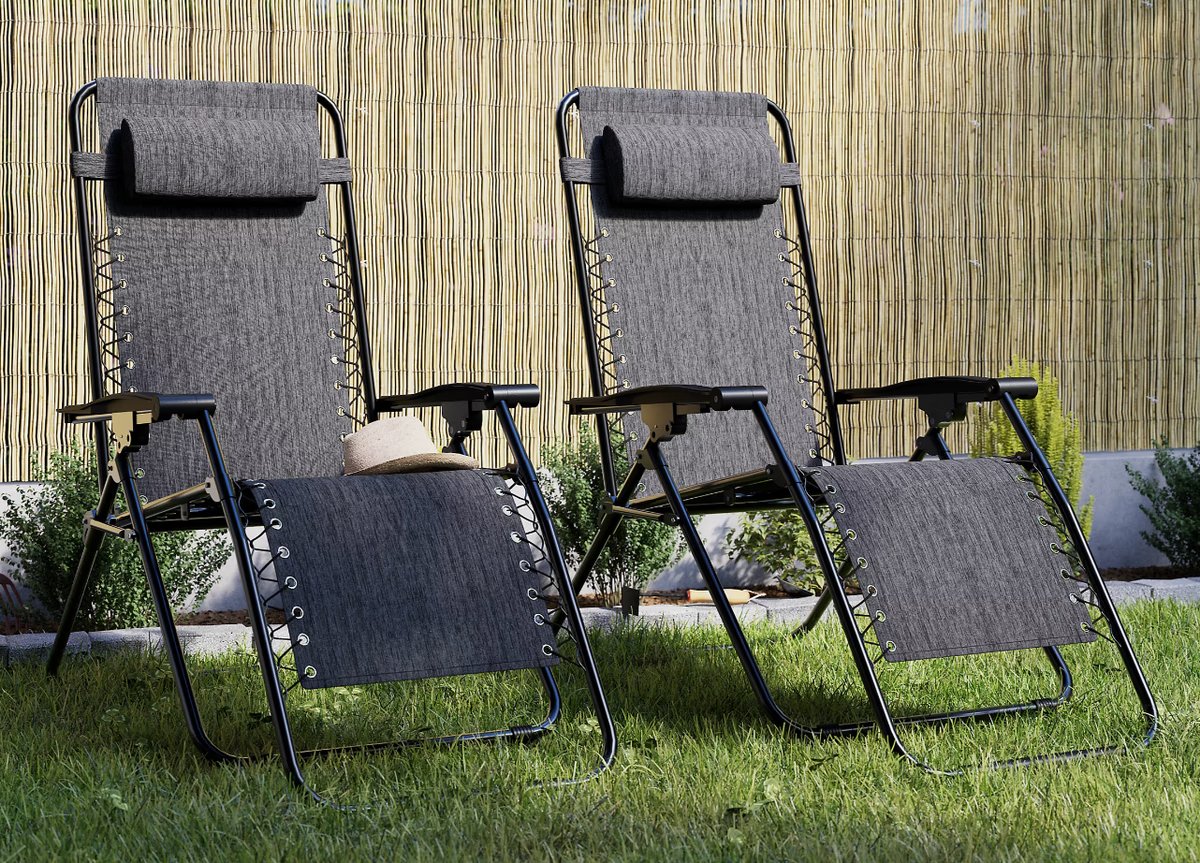Bergama Grey Metal Gravity chair, Pack of 2