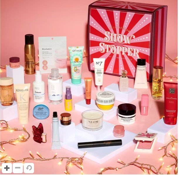 Boots Showstopper Beauty Box. Value €518. 26 products inc Huda Fenty Nuxe Sol Urban for €115