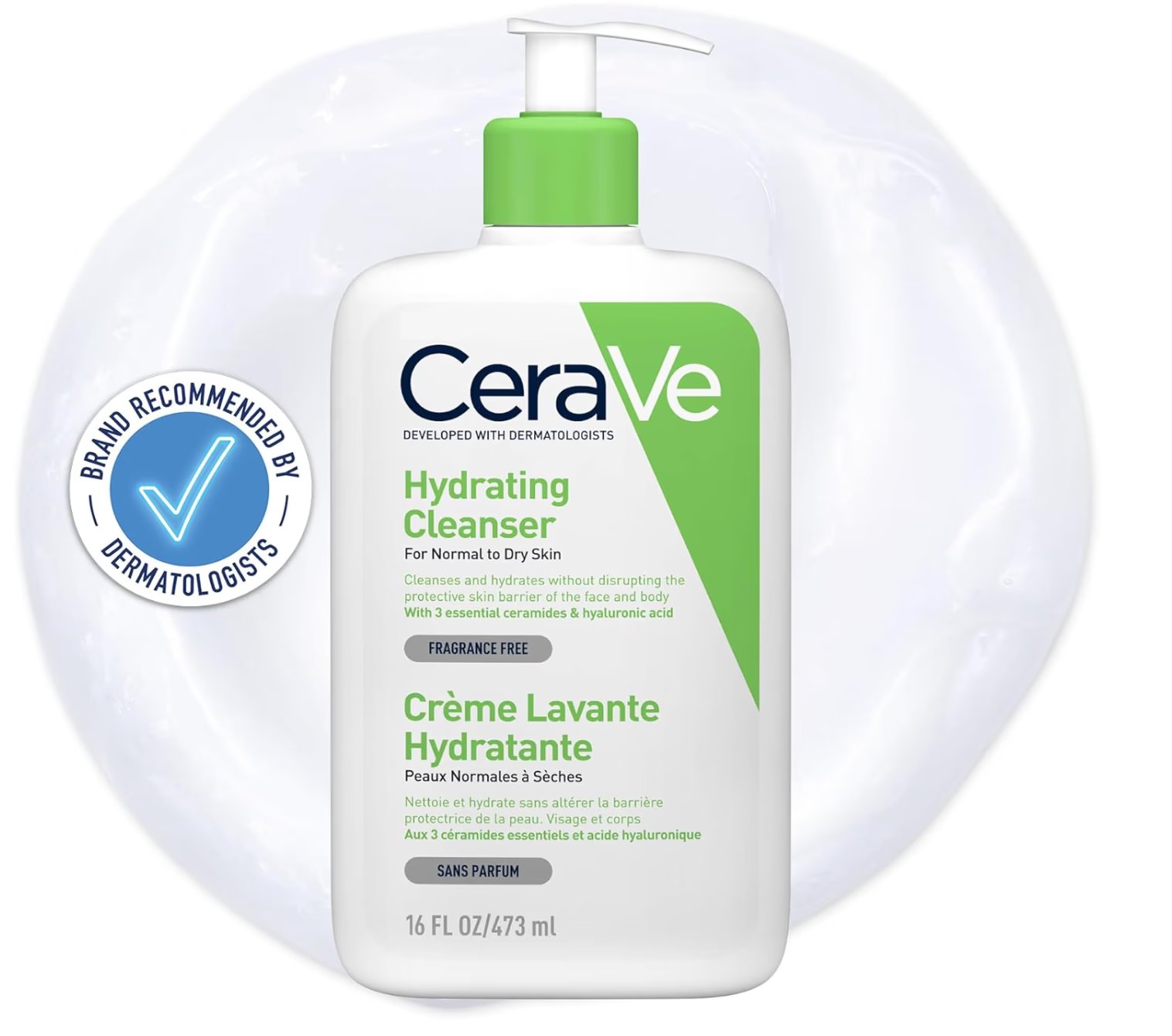 CeraVe Hydrating Cleanser for Normal to Dry Skin 236 ml with Hyaluronic Acid and 3 Essential Ceramides