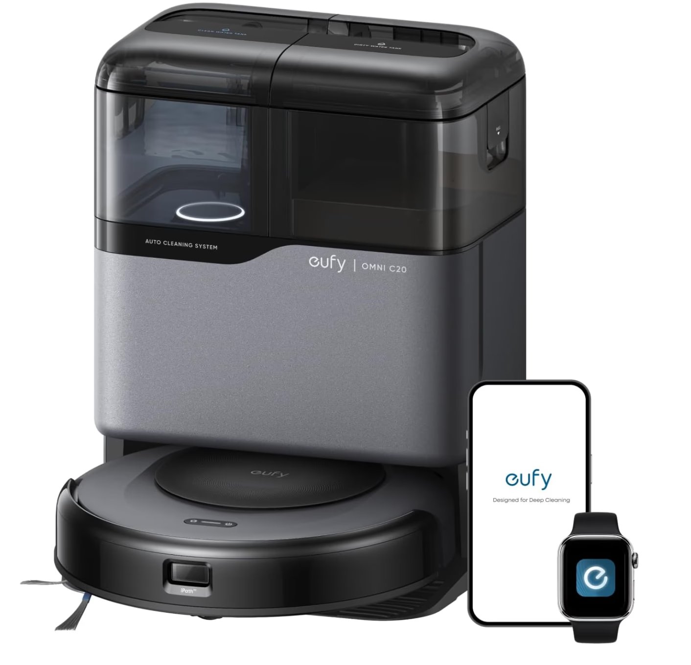 eufy Omni C20, Robot Vacuum Cleaner with Mop, All-in-One Station,7,000 Pa Powerful Suction, Ultra-Slim, Auto Emptying, Washing and Drying for Hands-Free Cleaning, Mop Lifting and Carpet Detection