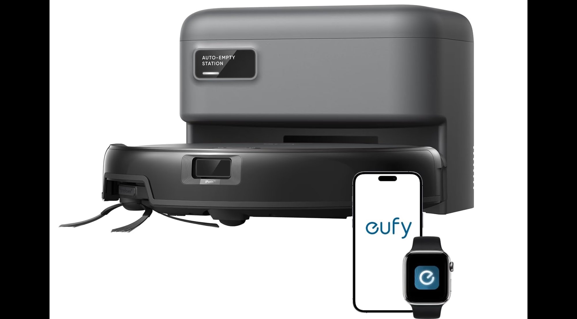 eufy Robot Vacuum C10 with Self Empty Station, 4,000Pa, 2.85-Inch Ultra-Slim Body, Up to 60 Days of Hands Free Cleaning, Carpet Cleaning, Edge Expansion Brush, Quiet, Point Laser Navigation