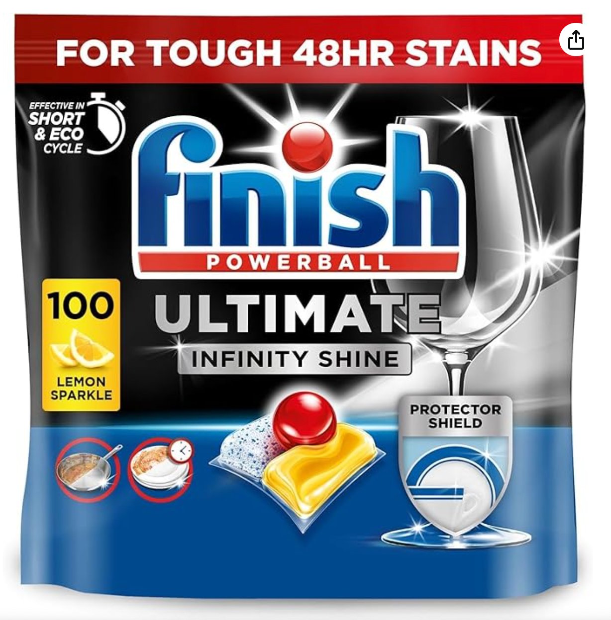 Finish Ultimate Infinity Shine Dishwasher Tablets Bulk | Scent : Lemon | Size: 100 Dishwasher Tabs |Ultimate Clean and Shine