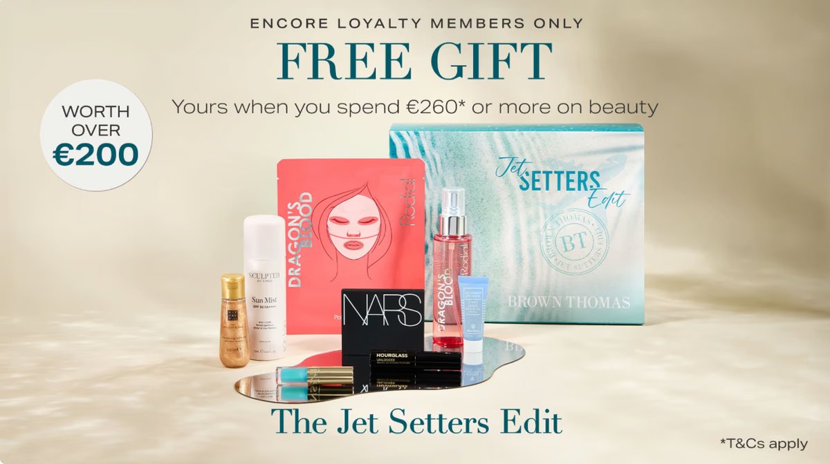 Free Jet Setters Beauty Box Worth €200 When Spend €260 or More At Brown Thomas