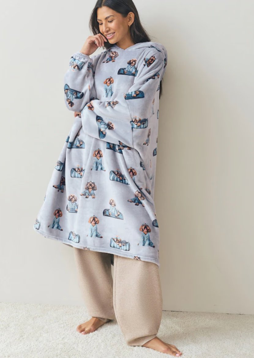 Grey Charlie The Cockapoo Oversized Hooded Blanket