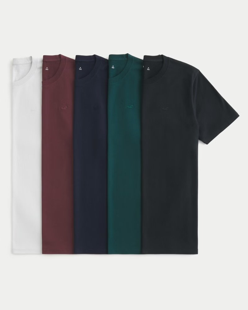 Hollister Men’s Icon Crew 100% Cotton T-Shirt 5-Pack (XS-XL) - Member Price + Free Click & Collect