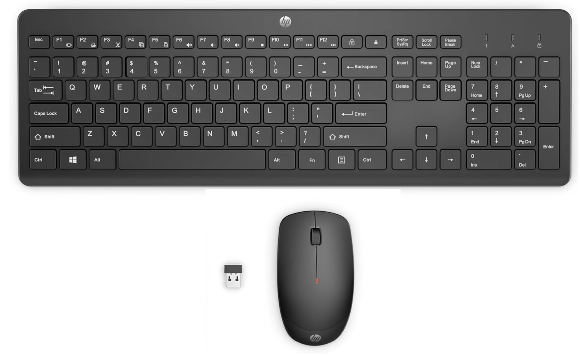 HP 230 Wireless Keyboard and Mouse Combo Set, 2.4 GHz Wireless USB-A Nano Receiver, Up to 1600 dpi, Up to 16 Months Battery Life - Black