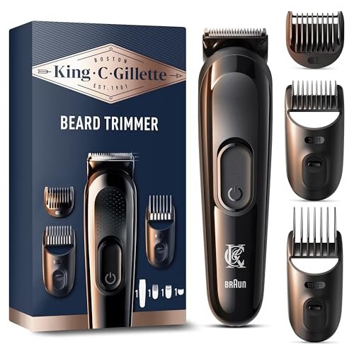 King C. Gillette Cordless Beard Trimmer Kit for Men with Lifetime Sharp Blades, Inc 3 Interchangeable Clipper Combs