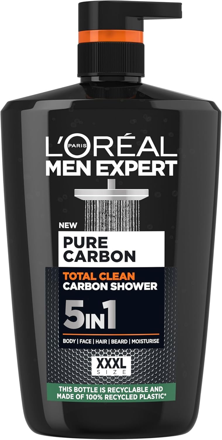 L'Oréal Men Expert, Pure Carbon, 5-in-1 XXL Shower Gel, Large 1L Pump