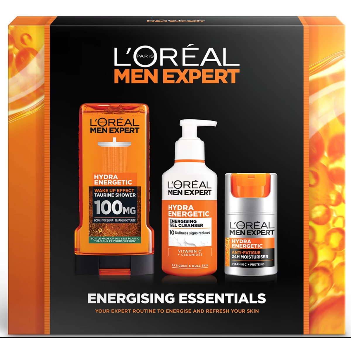 L'Oréal Paris Men Expert Energising Essentials Gift Set: Shower Gel, Cleanser and Moisturiser Complete Grooming Trio