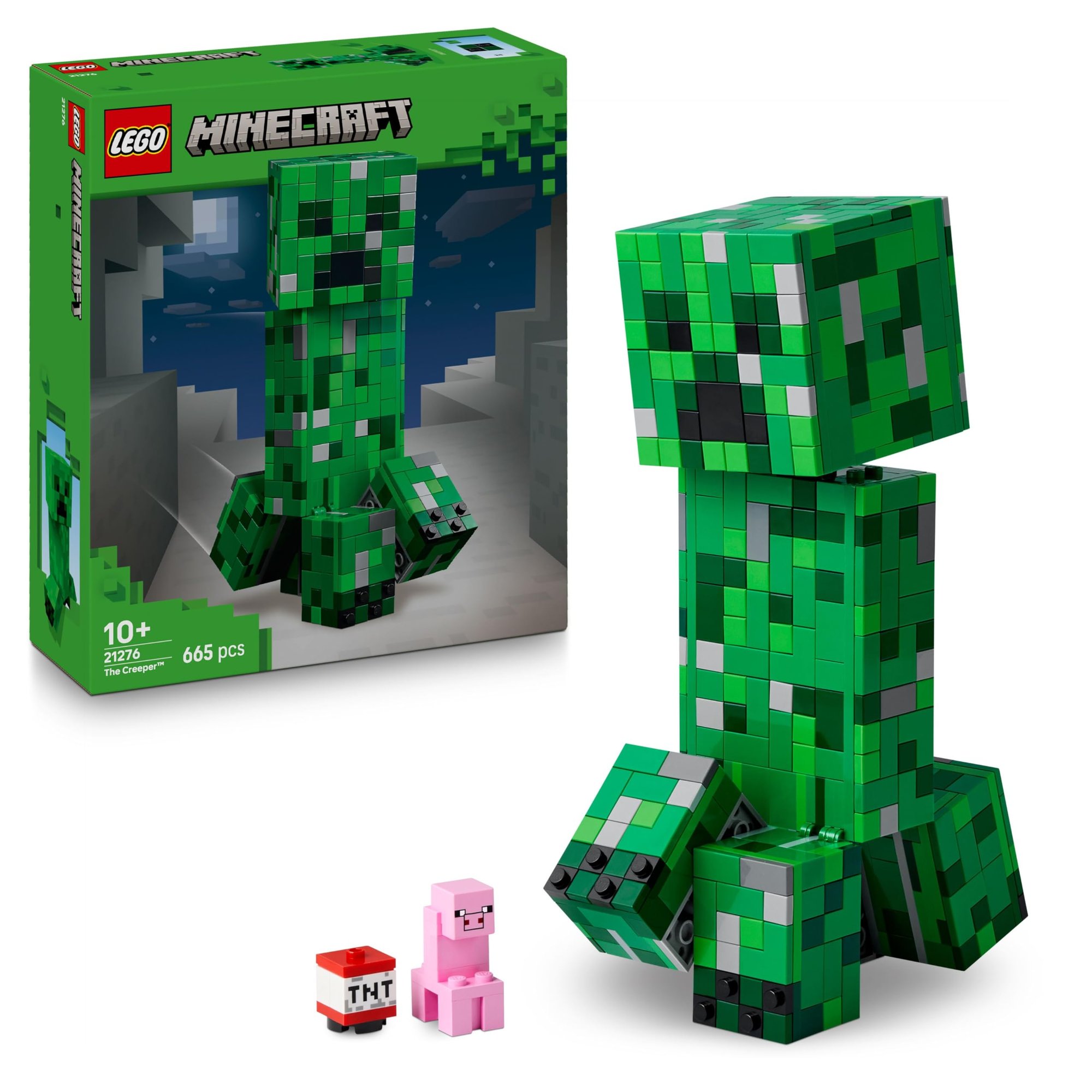 LEGO Minecraft The Creeper Toy - Posable Mob Figure incl. a Hidden Compartment with a Pig & TNT Element 21276