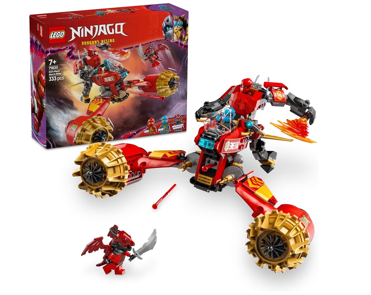 LEGO Ninjago Kai's Robot Storm Motorcycle – Ninja Construction Game with 3 Minifigures Including NYA Equipped with 2 Gold Katanas