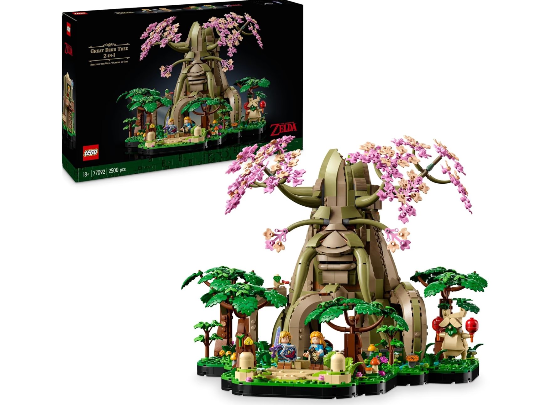 LEGO The Legend of Zelda Great Deku Tree 2-in-1 - Collectible Display Set with Princess Zelda & 3 Link Minifigures - Building Kit for Adults & Gift Idea for Gaming Fans - 77092