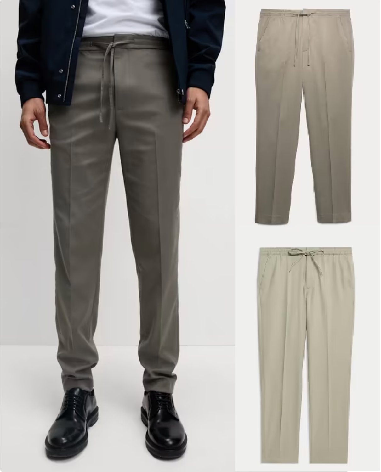 M&S Mens Tapered Fit Elasticated Trousers- Grey / Neutrali - Sizes M-2XL + Free C&C