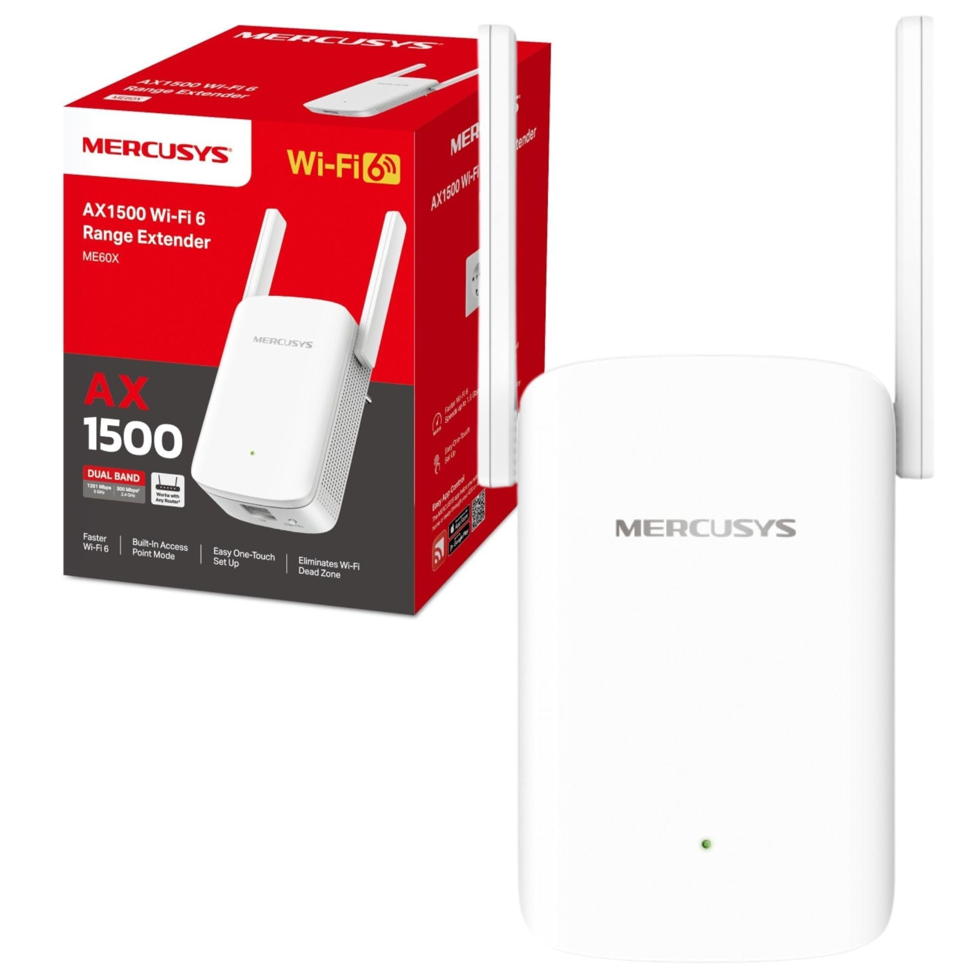 MERCUSYS ME60X WiFi 6 AX1500Mbps Extender and Internet Booster, Gigabit Ethernet Port, TP-Link WiFi Booster Range Extender