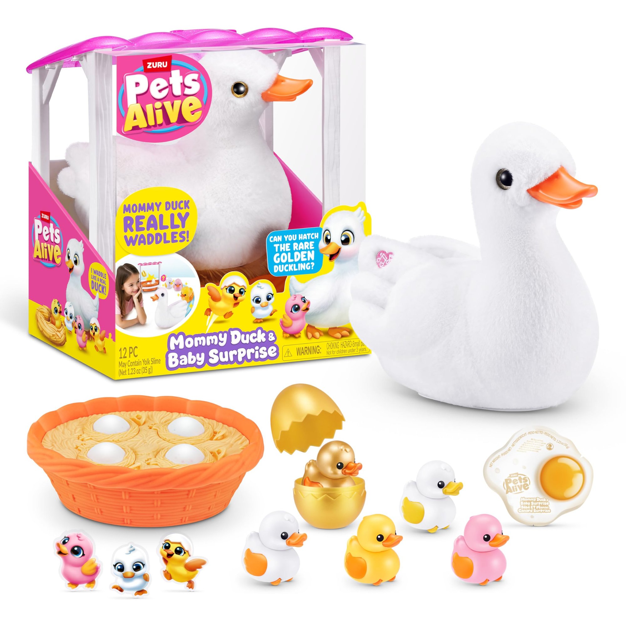 Pets Alive Mommy Duck & Baby Surprise by ZURU Nurturing Play Surprise Hatching Interactive Toy