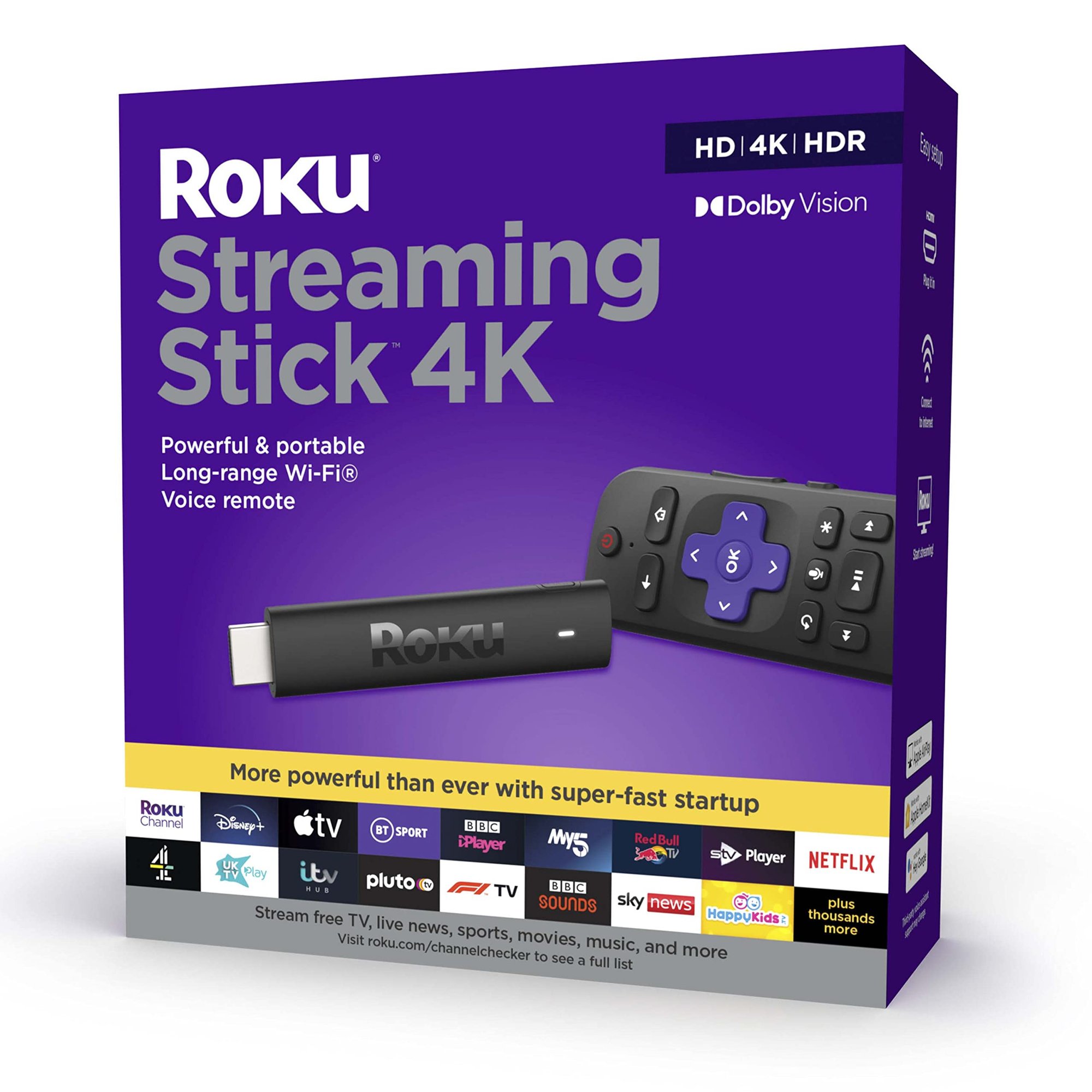 Roku 3820EU Streaming Stick 4K | HD/4K/HDR/Dolby Vision Streaming Media Player, Black
