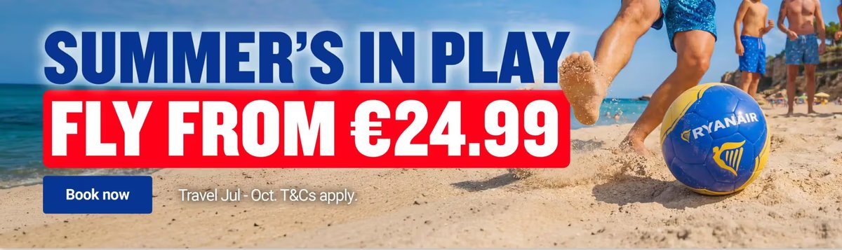 Ryanair Flights Sale - Fly To Europe from €14.99 From July - Octover