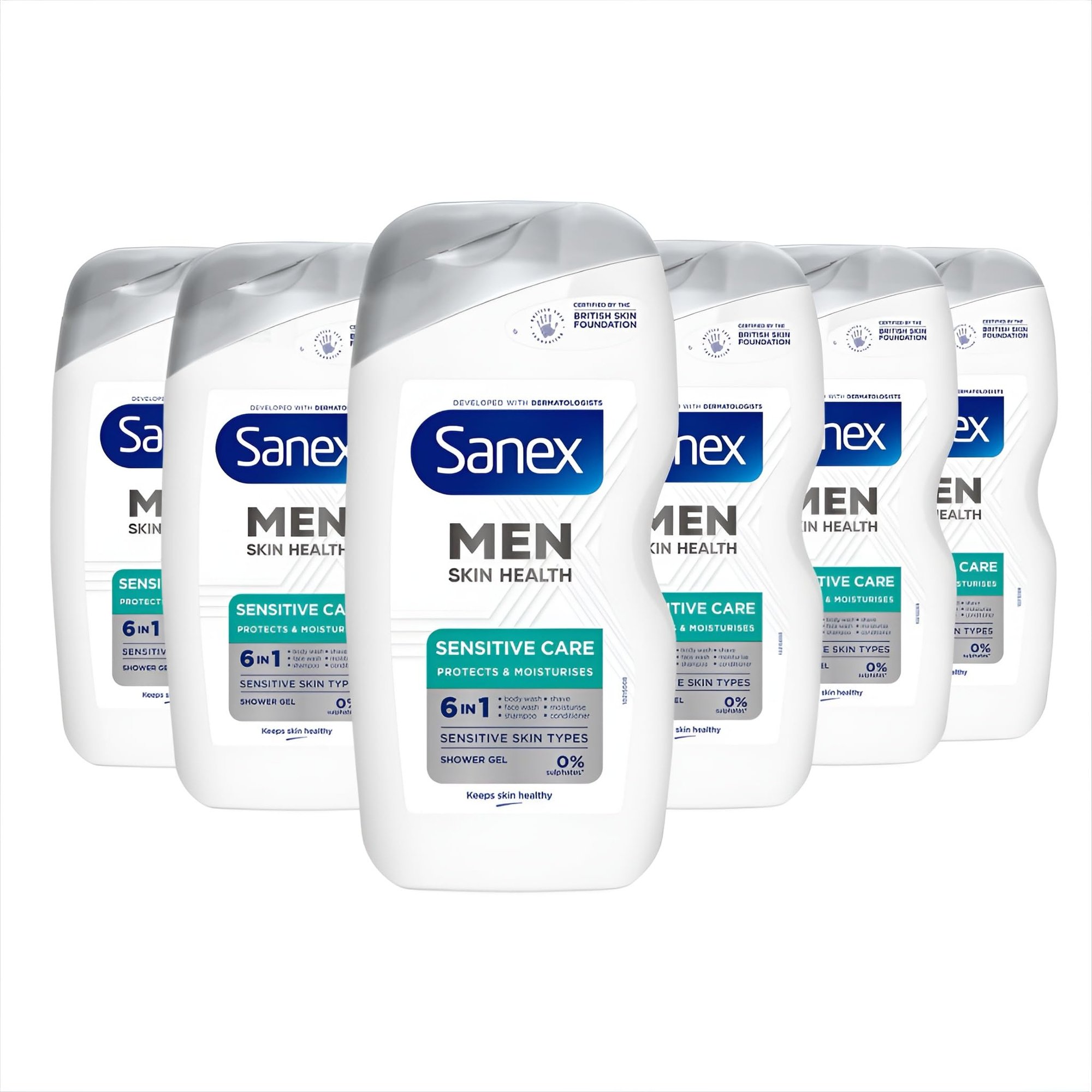 Sanex Men Skin Health Sensitive Care Shower Gel 400ml x 6