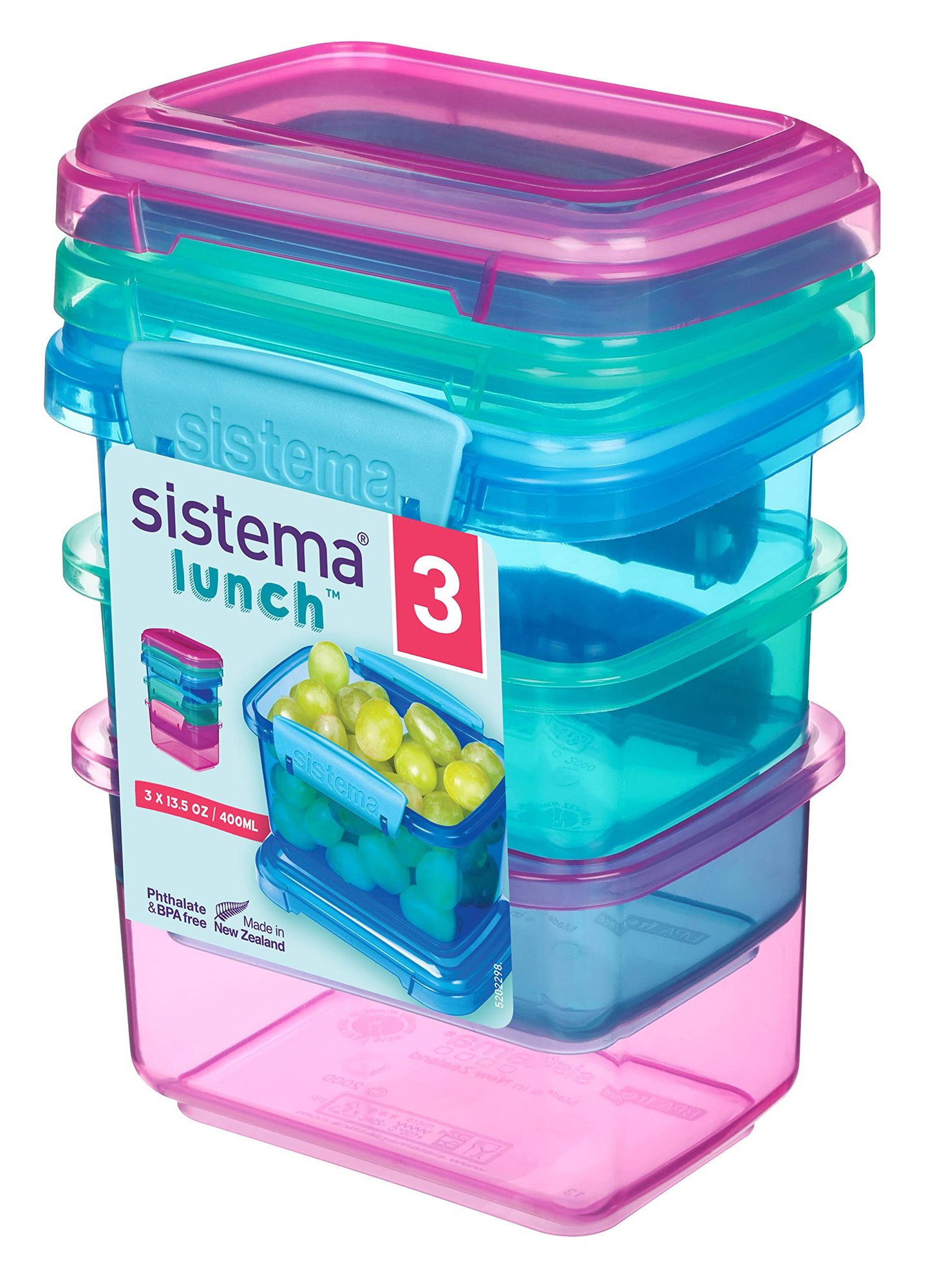 Sistema Lunch Food Storage Containers 400 ml - 3 count