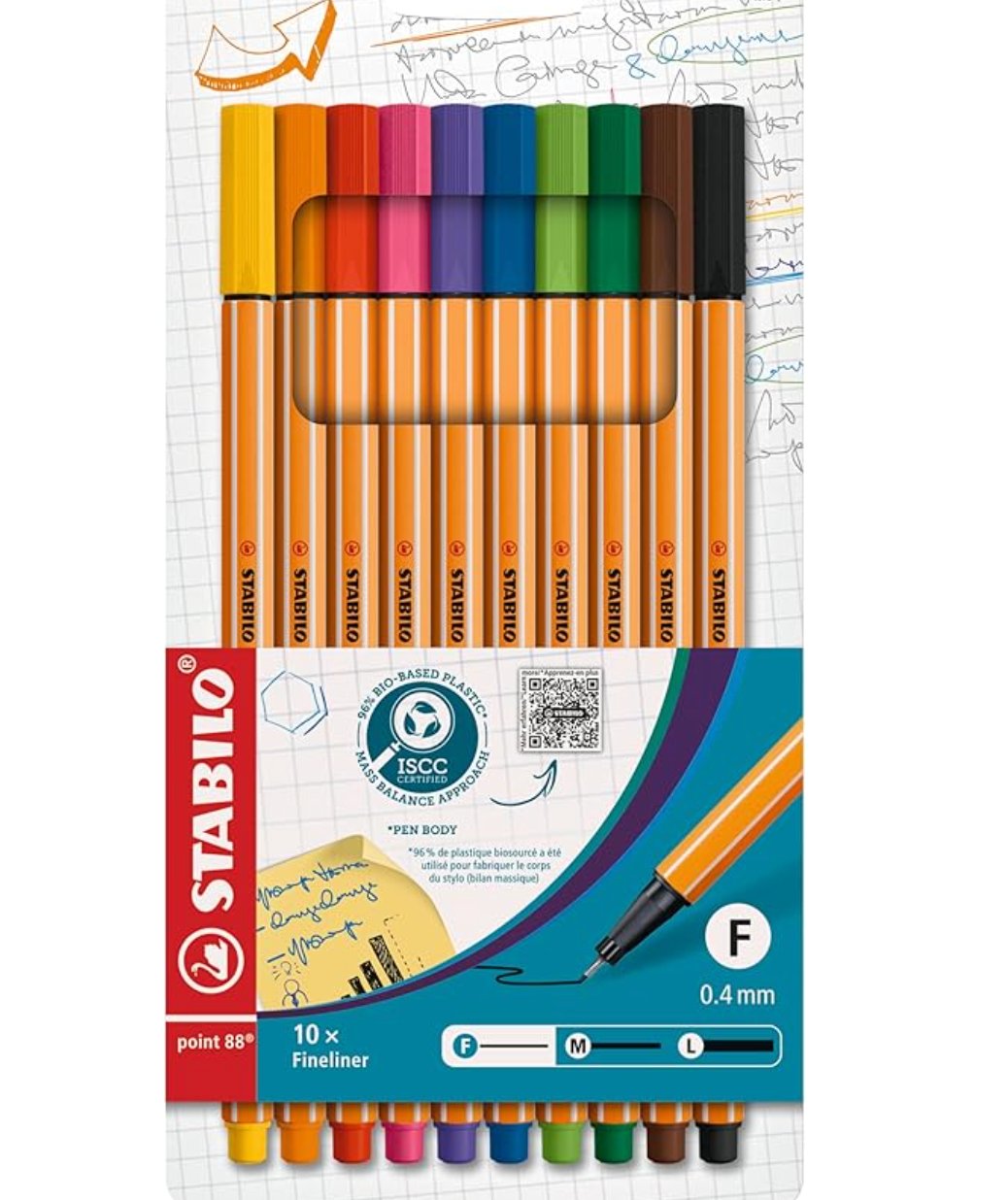 STABILO point 88 - Fineliner - Pack of 10 - Assorted Colours