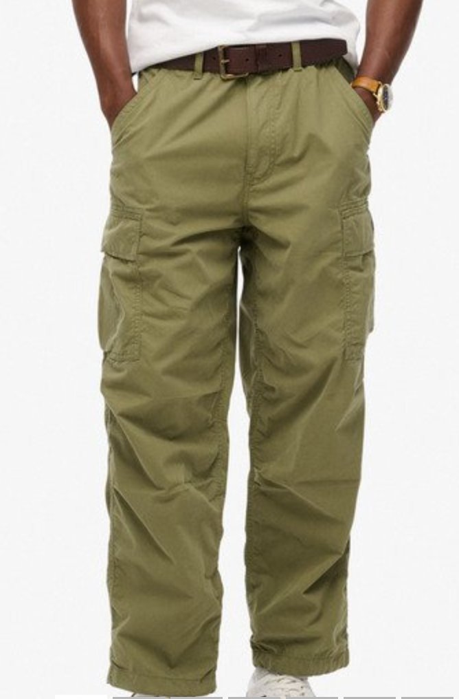 Superdry Men’s Organic Cotton Vintage Parachute Cargo Pants (Khaki / Olive / Camo - Waist 28-36)