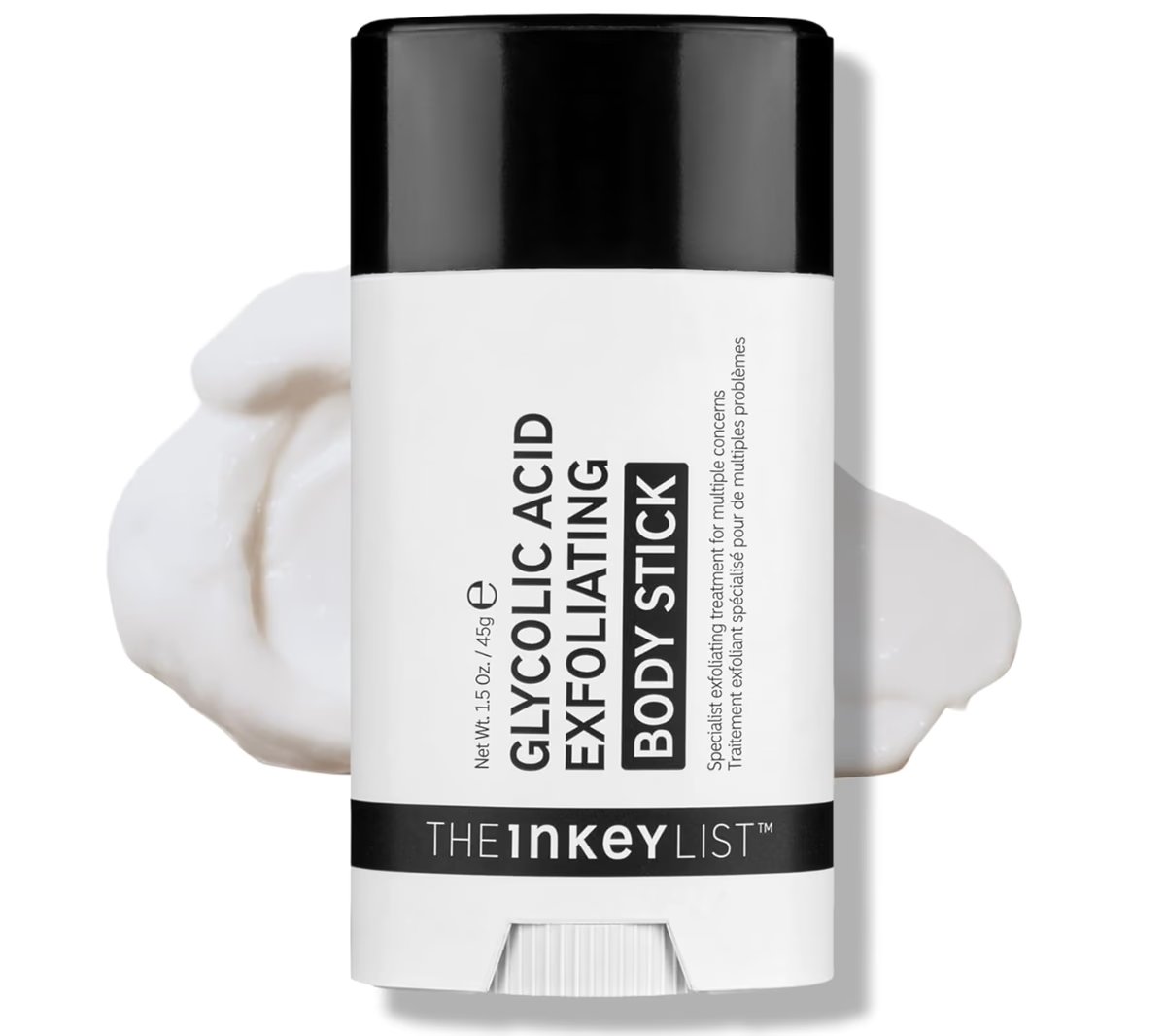The INKEY List Glycolic Acid Exfoliating Body Stick 45g, Multiple Concerns, One Targeted Solution, Delivers Deep, Effective Exfoliation, Fragrance Free, Suitable For All Skin Types