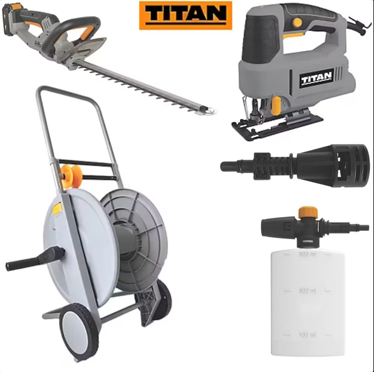Titan Clearance - Titan to Karcher Adaptor / Titan Pressure Washer Foamer - €5.15 / Titan Bare Hose Reel Cart - €13.45 - Free C&C