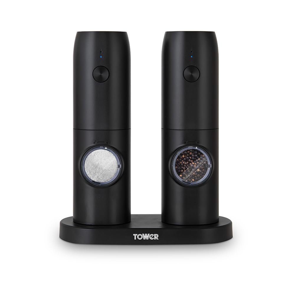 Tower T832243 Electronic Salt & Pepper Mill, Composite, Black