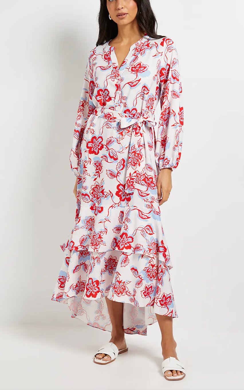 Wallis Floral Print Button Midi Dress